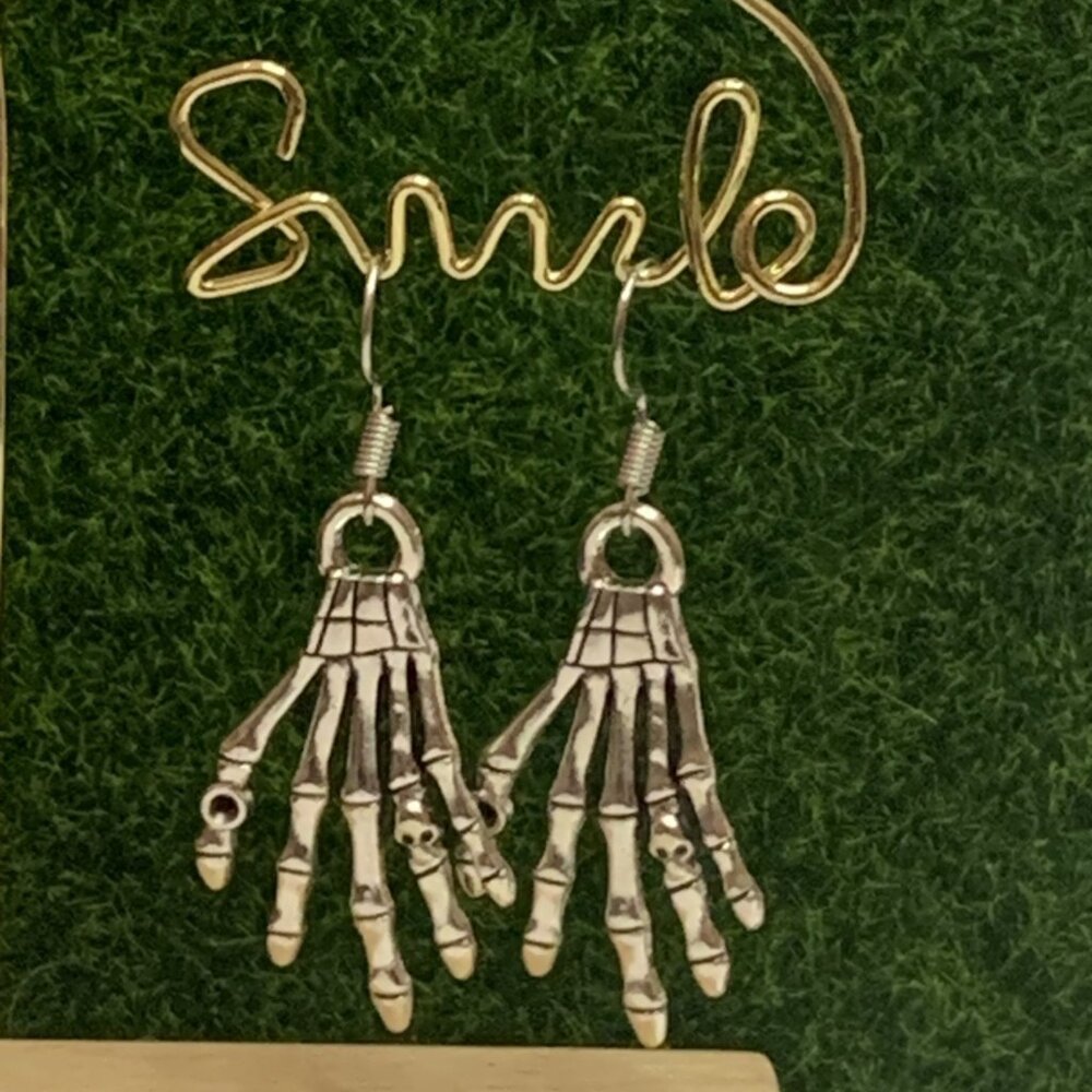Hand Earring, Halloween Earring, Skeleton Earring, Bones Earring, Punk Goth